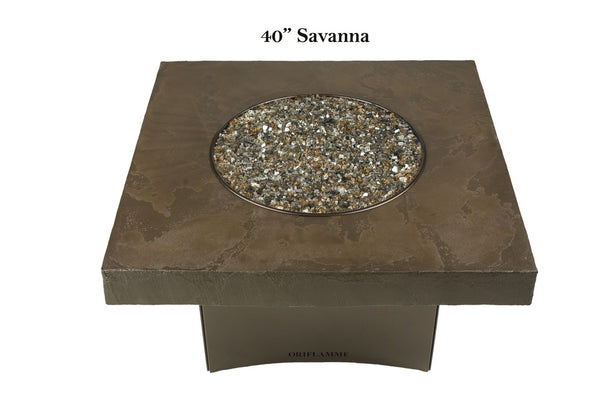 Savanna Fire Table Square Faux With Copper Frame