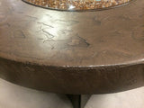 Savanna Fire Table Round Faux With Copper Frame