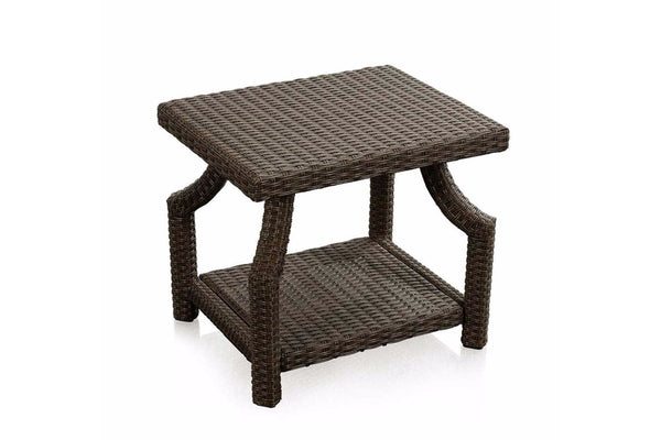 Brown Wicker Side Table Multiple Shelves