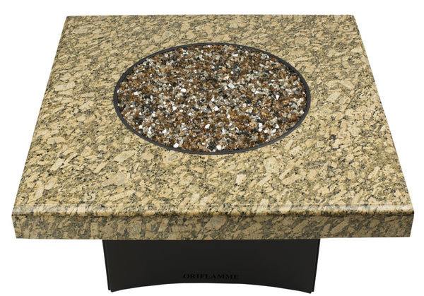 Tropical Brown Square Fire Table Granite Top
