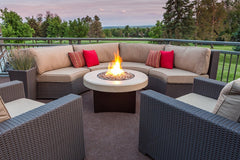 Tuscan Fire Table Round Faux With Copper Frame